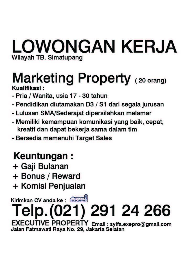 Lowongan Marketing Property (marketing)