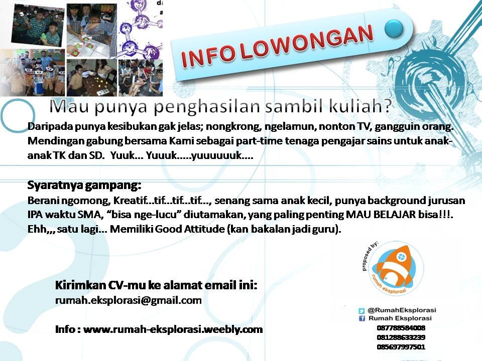 Lowongan Part Time Freelance Pengajar Ekskul Sains Kaskus