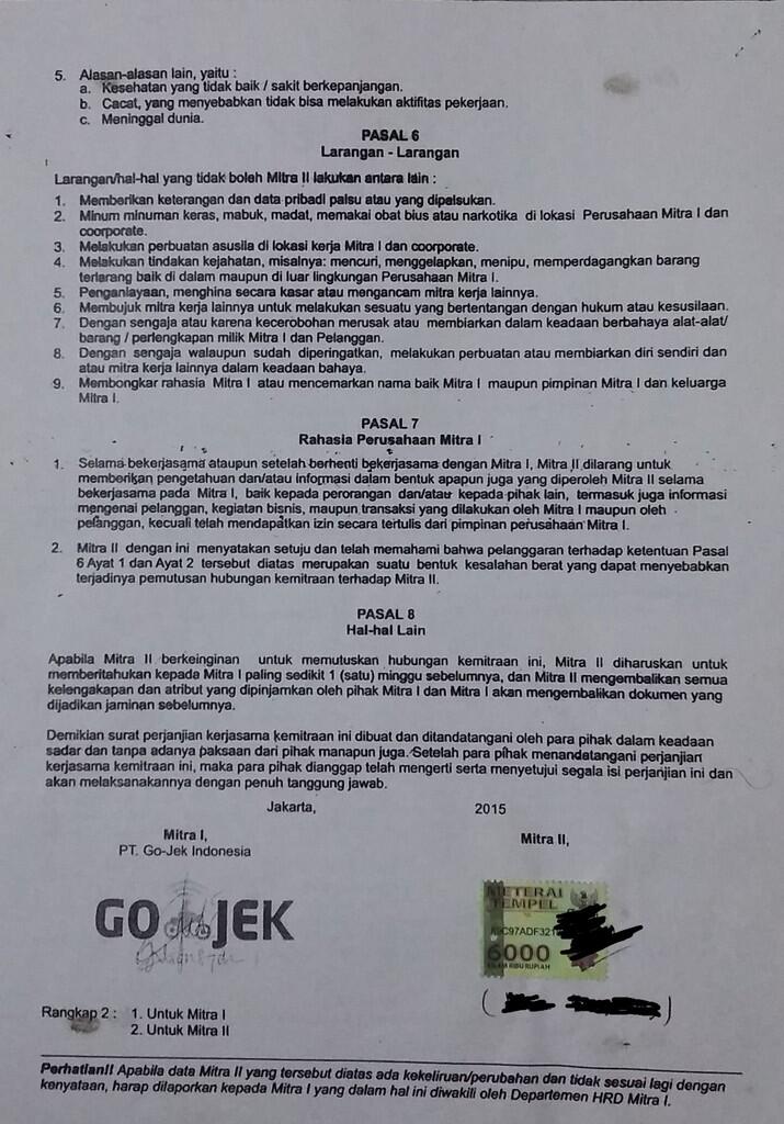 Surat Perjanjian Kemitraan Gojek Apakah Sah Kaskus