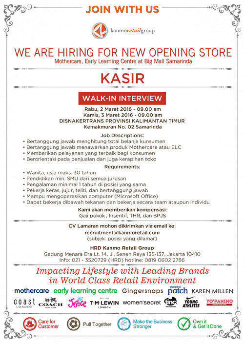 Info Lowongan Baru Pt Kanmo Retail Group Kaskus