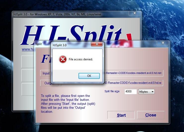 hjsplit file access denied