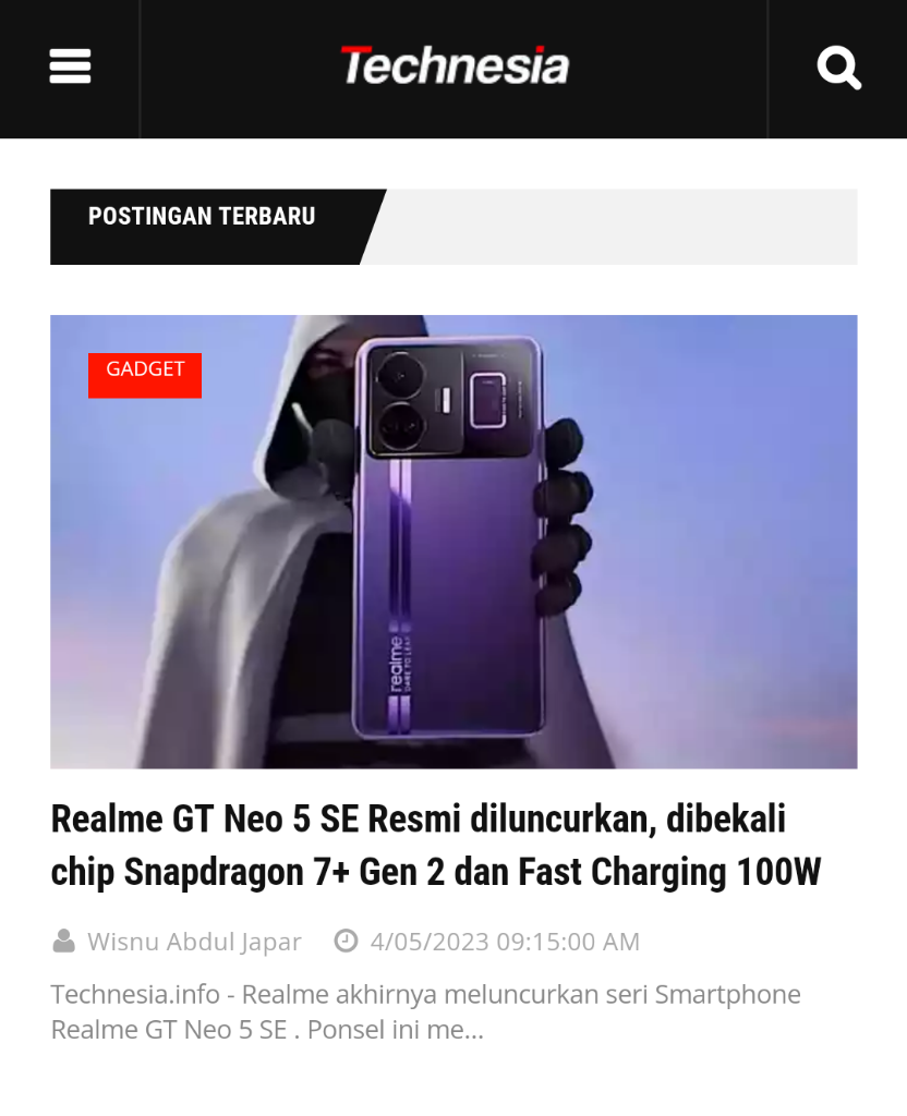 Realme GT Neo 5 SE Resmi Dirilis Dibekali Chip Snapdragon 7 Gen 2