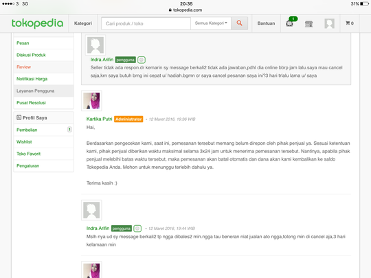 KECEWA DENGAN TOKOPEDIA !