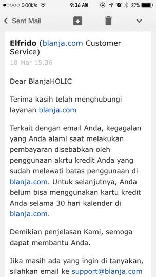 Kecewa mengikuti promo midnight sale di BLANJA.COM