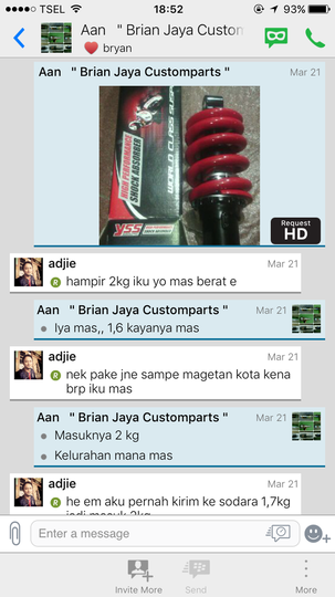 Hati2 transaksi dgn Rek BNI andrian 406818288 telp 0817440269 Brian Jaya Customparts