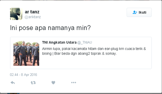 Kicauan-kicauan akun twitter TNI AU yang bikin ngakak