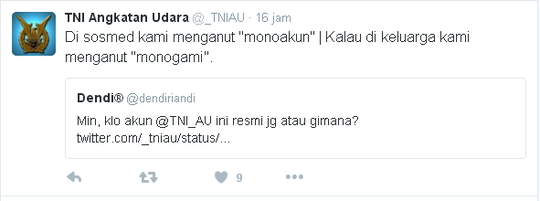 Kicauan-kicauan akun twitter TNI AU yang bikin ngakak