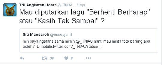 Kicauan-kicauan akun twitter TNI AU yang bikin ngakak
