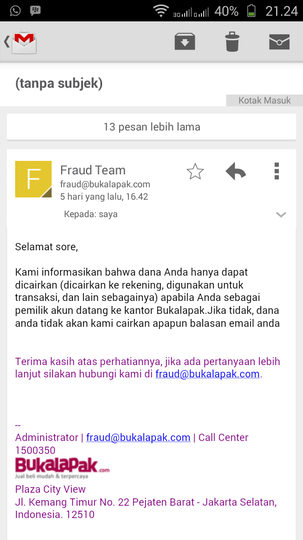 Dana Sudah Dipotong, Dana Hak saya Tidak Bisa Dicairkan Di BUKALAPAK