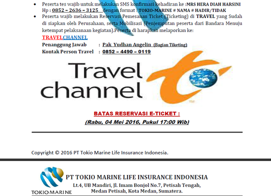 Waspada Penipuan Lowongan Kerja PT.Tokio Marine Indonesia