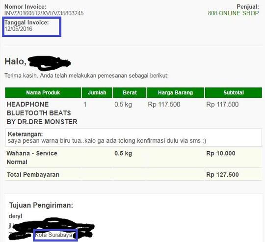 Keluhan terhadap toko 808 ONLINE SHOP di Tok*pedia