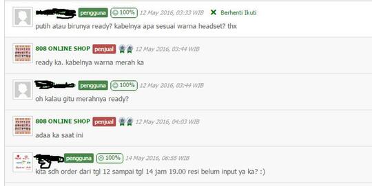 Keluhan terhadap toko 808 ONLINE SHOP di Tok*pedia