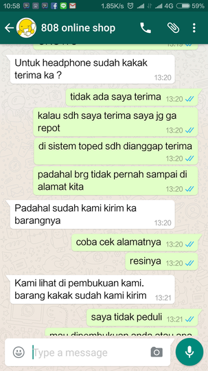 Keluhan terhadap toko 808 ONLINE SHOP di Tok*pedia