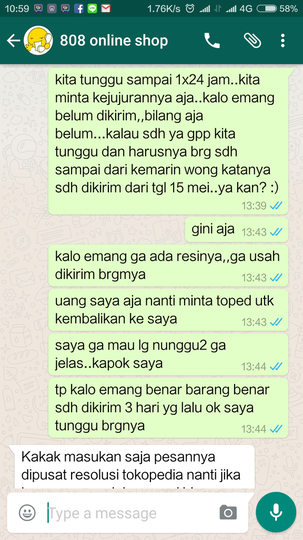 Keluhan terhadap toko 808 ONLINE SHOP di Tok*pedia