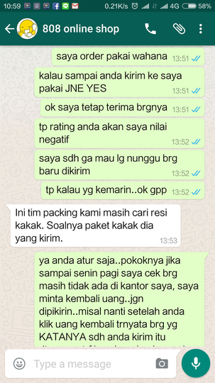 Keluhan terhadap toko 808 ONLINE SHOP di Tok*pedia