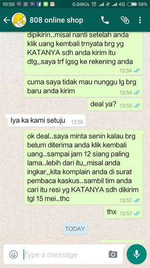 Keluhan terhadap toko 808 ONLINE SHOP di Tok*pedia