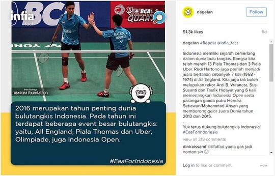 Bedanya Era 90-an dan Era Sekarang dalam Mendukung  Bulutangkis Indonesia