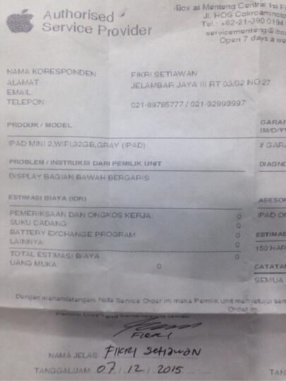 [Surat Pembaca] iPad mini 2 rusak >5bulan unsolved. iBox Menteng Mengecewakan.