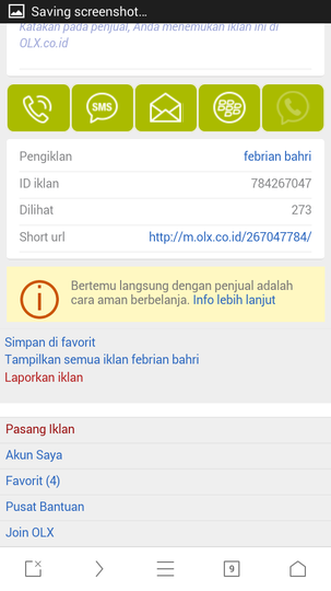 Ketidakjujuran Seller OLX Bernama FEBRIAN BAHRI