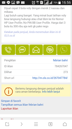 Ketidakjujuran Seller OLX Bernama FEBRIAN BAHRI