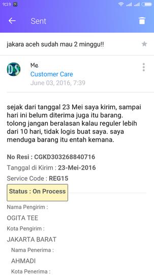 JNE tidak peduli & masa bodoh dengan paket customer yg sudah membayar jasanya.