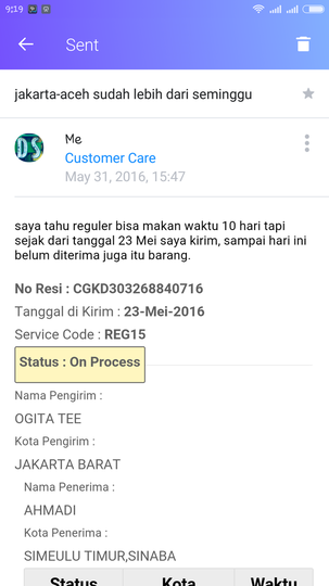 JNE tidak peduli & masa bodoh dengan paket customer yg sudah membayar jasanya.