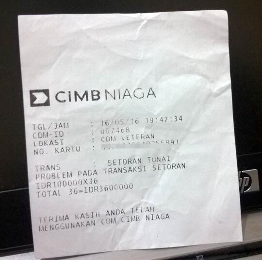 Uang Tersangkut di ATM, Pemrosesan CIMB Niaga mengecewakan dan lambat