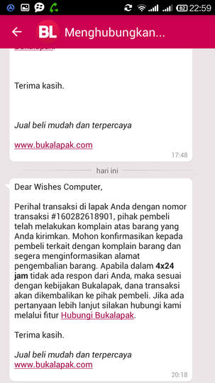 Surat terbuka utk Bukalapak : Sangat melindungi pembeli