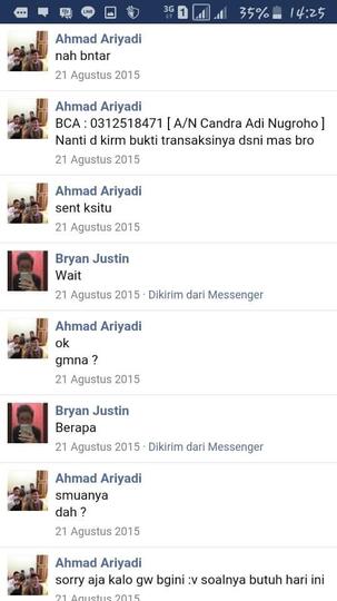 Korban Bryan Justine - Ariyadi