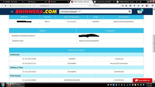 Bhinneka.com dan JNE Amburadul