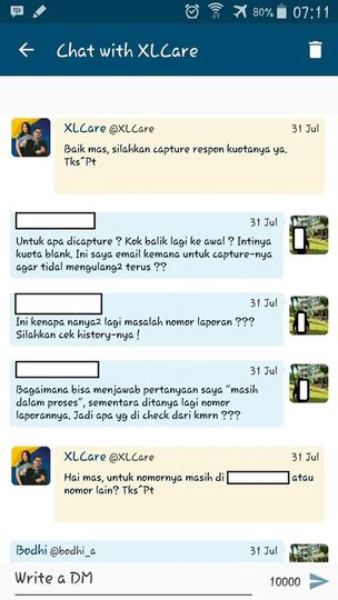 Buruknya Customer Care XL dalam menjawab keluhan pelanggan