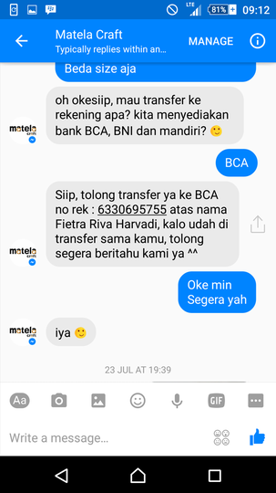 Surat Pembaca untuk Matela Craft Online Shop | Penipuan (?)