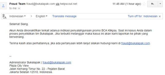 Belanja normal dianggap penyalahgunaan oleh Bukalapak
