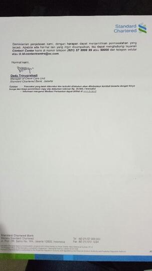 Hasil investigasi Standard Chartered thdp pembobolan KK sy di bbrp merchant online
