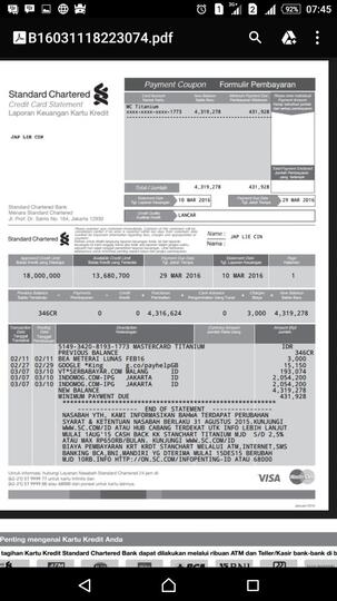 Hasil investigasi Standard Chartered thdp pembobolan KK sy di bbrp merchant online