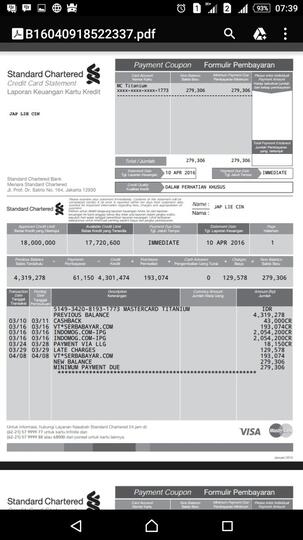Hasil investigasi Standard Chartered thdp pembobolan KK sy di bbrp merchant online