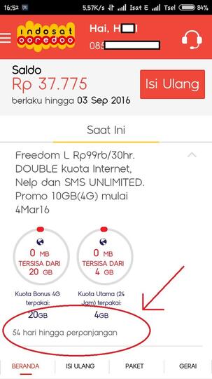 Sistem Indosat error, masa aktif saya tidak dikembalikan sesuai