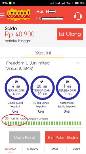 Sistem Indosat error, masa aktif saya tidak dikembalikan sesuai