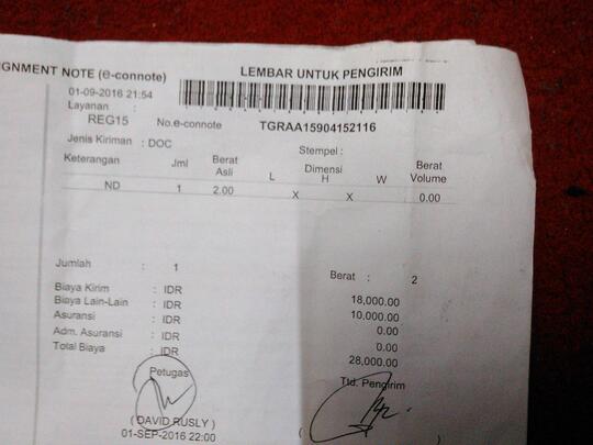 JNE...Paket saya ada dimana sekarang, status tdk jelas