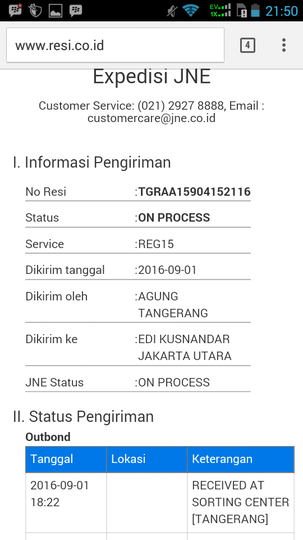 JNE...Paket saya ada dimana sekarang, status tdk jelas