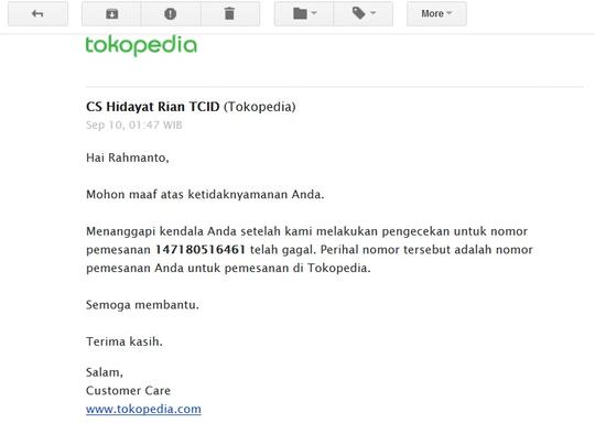 TOKOPEDIA Pembelian Tiket Kereta Api gagal dan Saldo Terpotong dan DITAHAN