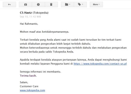 TOKOPEDIA Pembelian Tiket Kereta Api gagal dan Saldo Terpotong dan DITAHAN