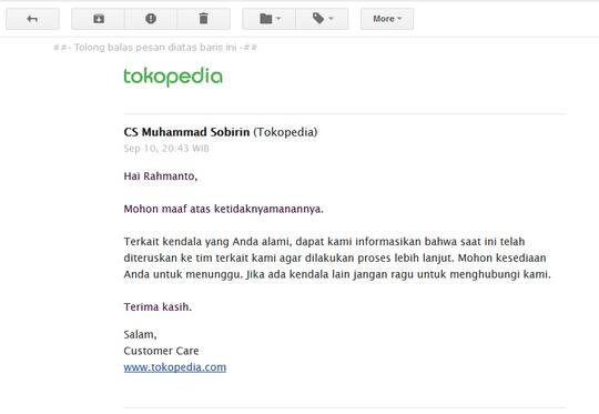 TOKOPEDIA Pembelian Tiket Kereta Api gagal dan Saldo Terpotong dan DITAHAN