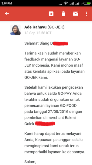 Pengalaman Saya dengan Gopay dari Gojek (Pindahan dari Lounge)