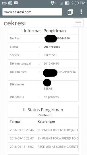 JNE YES sangat burukk