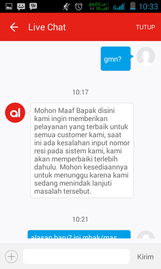 Customer Service AKULAKU, udah Bohong, Ga kompak pula. XD