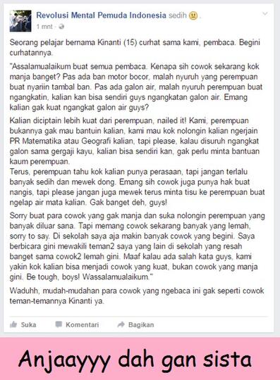 (Menohok +Pic) Cowok Tapi Begini Sama Perempuan, Gak  Malu Tuh Sama Otongnya?