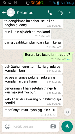 Pelayanan Sangat Mengecewakan "TRENDING OUTDOOR EQUIPMENT" (Online Shop di Facebook)