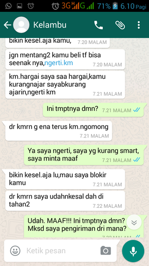Pelayanan Sangat Mengecewakan "TRENDING OUTDOOR EQUIPMENT" (Online Shop di Facebook)