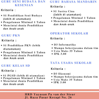 bekasi-teacher--staff-job-vacancy-in-pa-van-ser-steur-school-jatirahayu